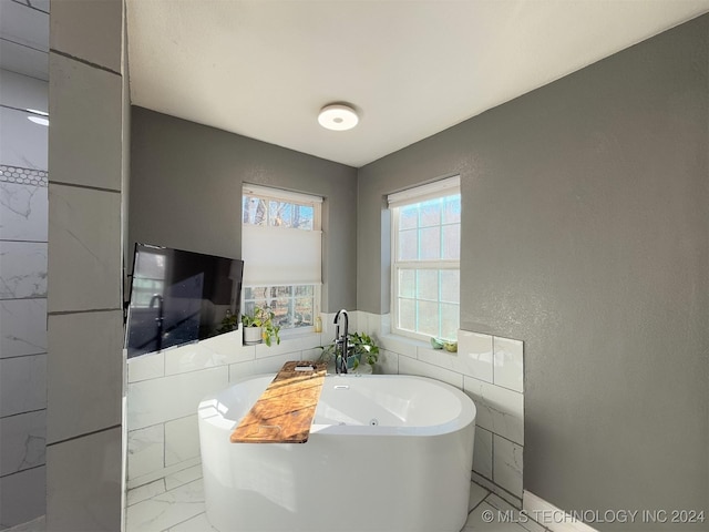 bathroom featuring a washtub