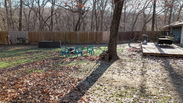 view of yard with a deck