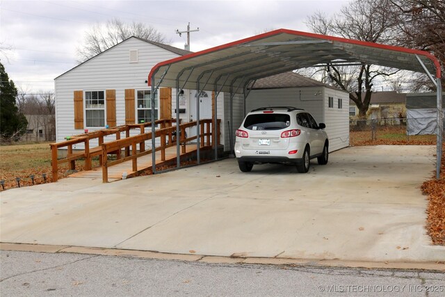 view of parking featuring a carport