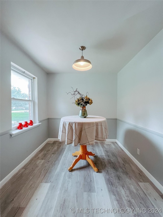 unfurnished dining area featuring hardwood / wood-style flooring