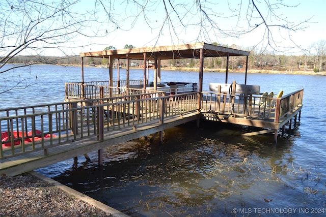 view of dock featuring a water view