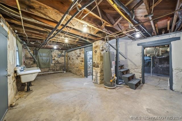 basement with gas water heater