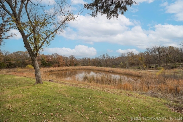 view of landscape featuring a water view