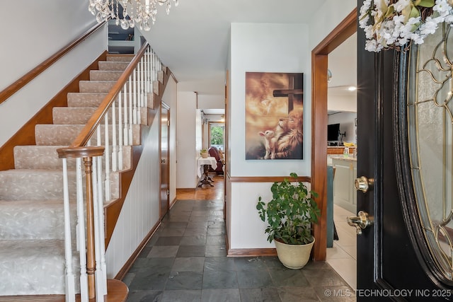 interior space with an inviting chandelier