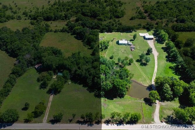 aerial view with a rural view