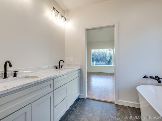 bathroom featuring vanity and a bathing tub