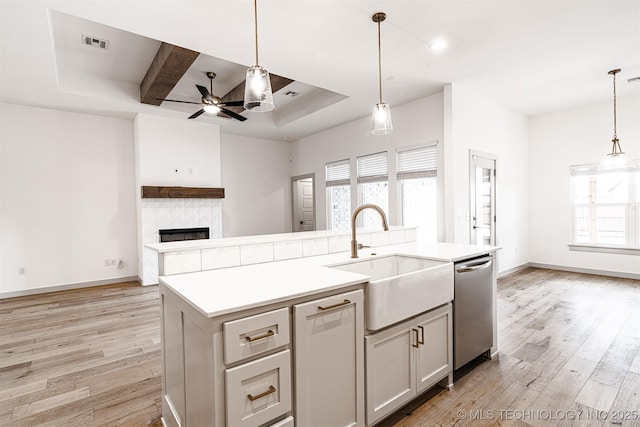 kitchen featuring plenty of natural light, visible vents, a sink, and stainless steel dishwasher