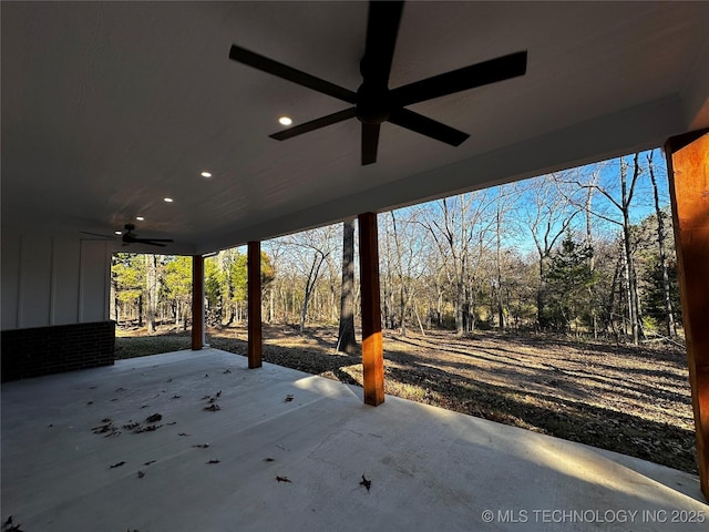 view of patio with ceiling fan