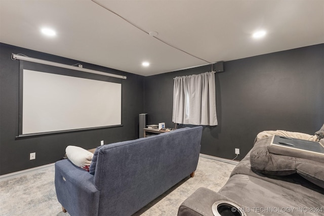 view of carpeted home theater room