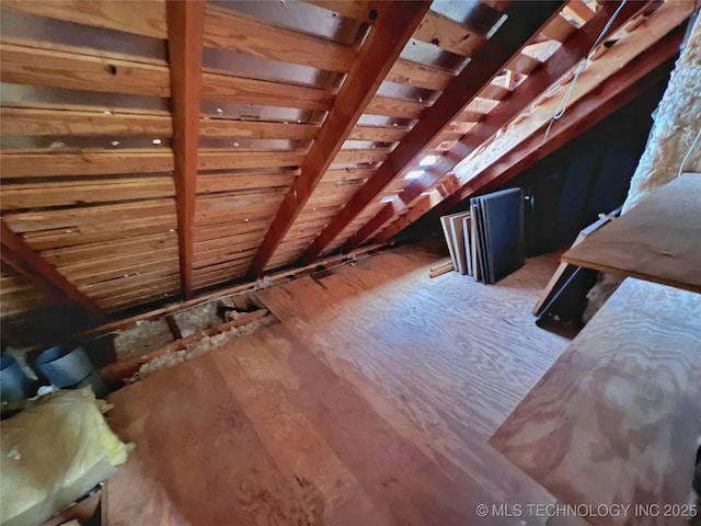 view of unfinished attic