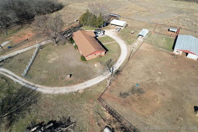 drone / aerial view with a rural view