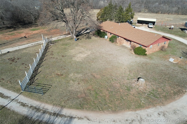 bird's eye view with a rural view