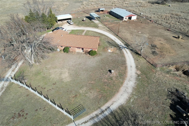 aerial view with a rural view