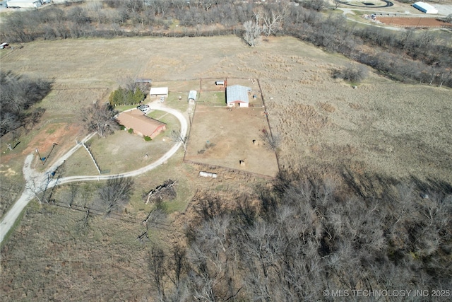 drone / aerial view with a rural view