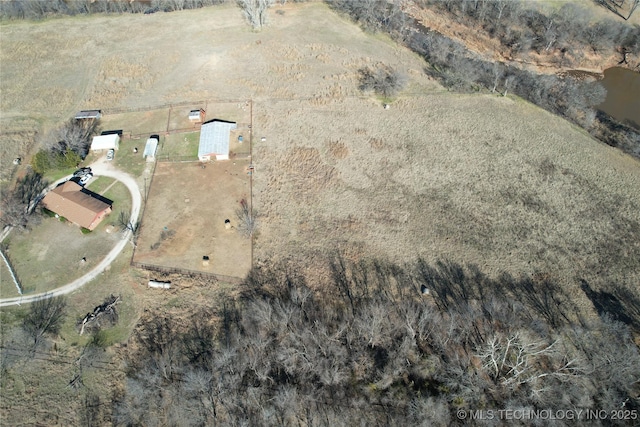 aerial view with a rural view