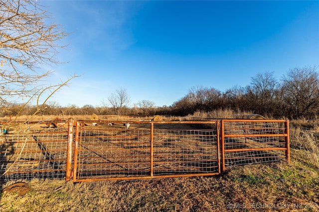 view of gate with a rural view