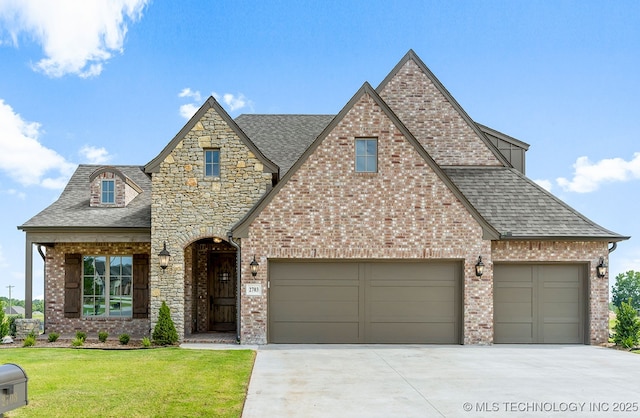 view of front of property with a front lawn