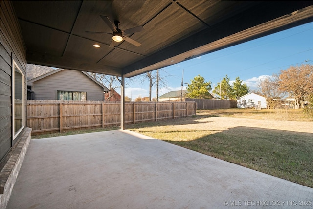 view of patio with ceiling fan