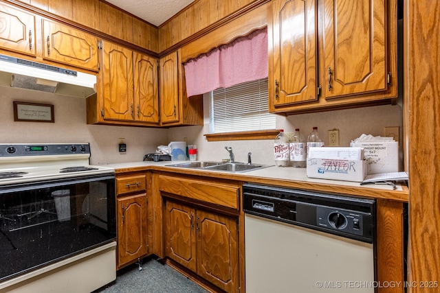 kitchen with white appliances and sink