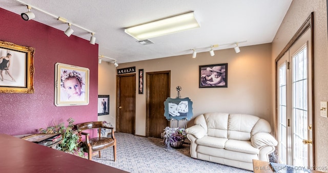 living room with track lighting