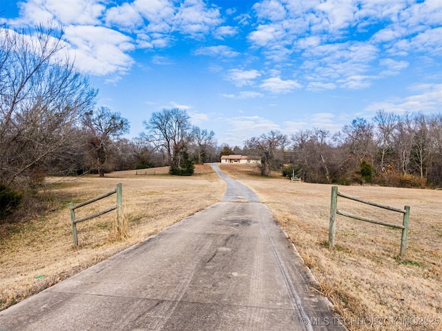 view of road featuring a rural view