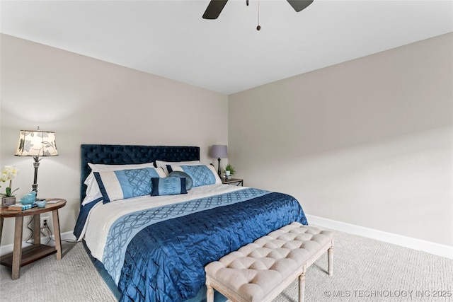 bedroom with carpet floors and ceiling fan