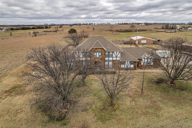 aerial view featuring a rural view