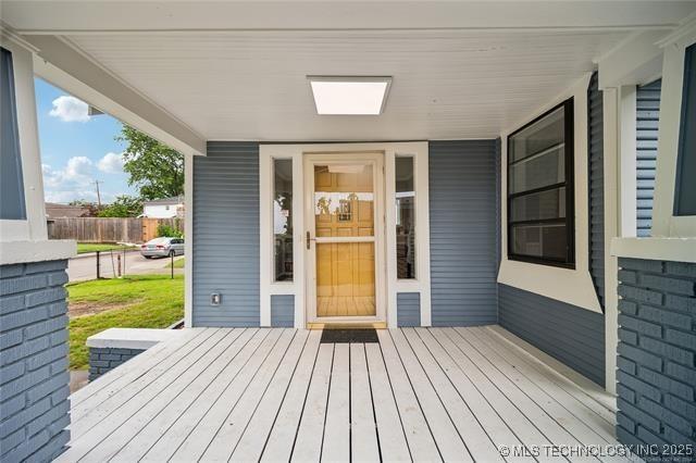 deck featuring a porch