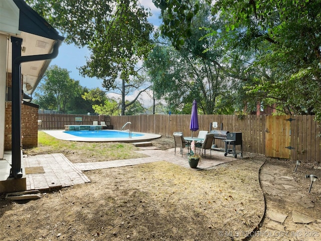 view of swimming pool with a patio area