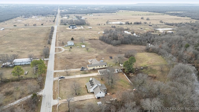 bird's eye view featuring a rural view