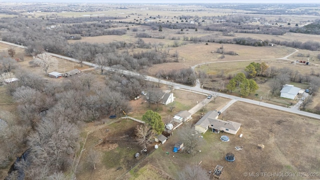 drone / aerial view with a rural view