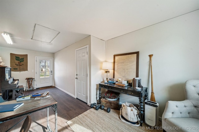 11818 N Harvard Ave, Skiatook, OK 74070 - office area featuring attic access and wood finished floors