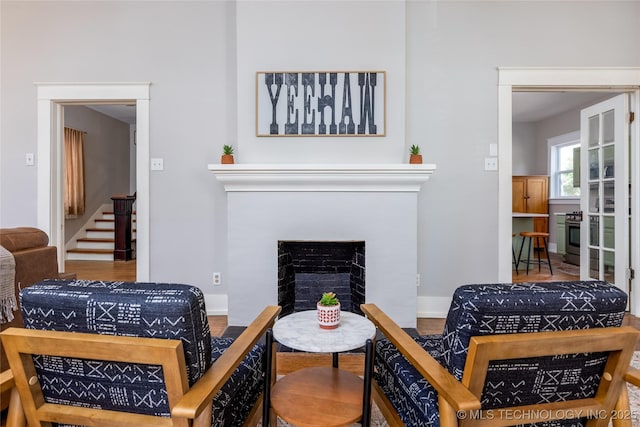 living room with wood-type flooring