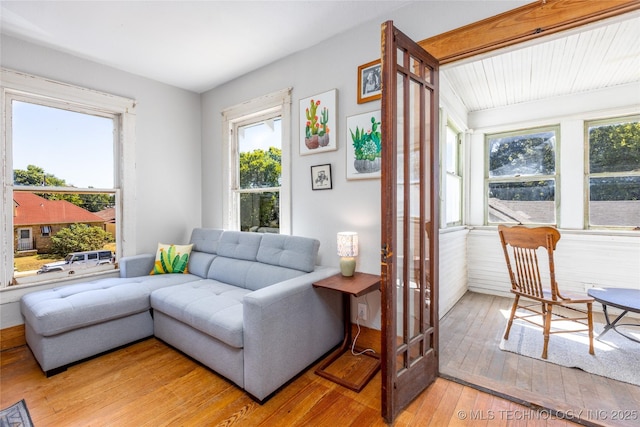 living room featuring light hardwood / wood-style floors