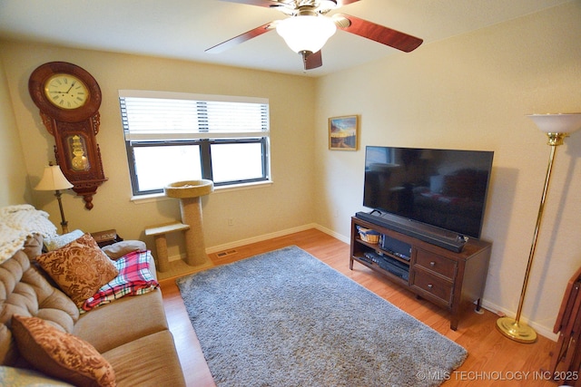 living room featuring light hardwood / wood-style floors