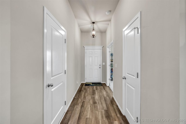 entryway featuring dark wood-type flooring