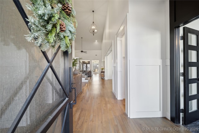 hall featuring light wood-type flooring