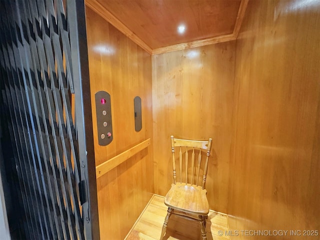 view of sauna with hardwood / wood-style flooring