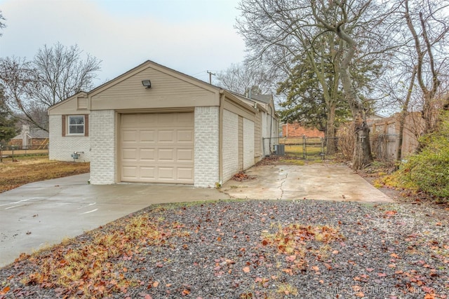 garage with central air condition unit