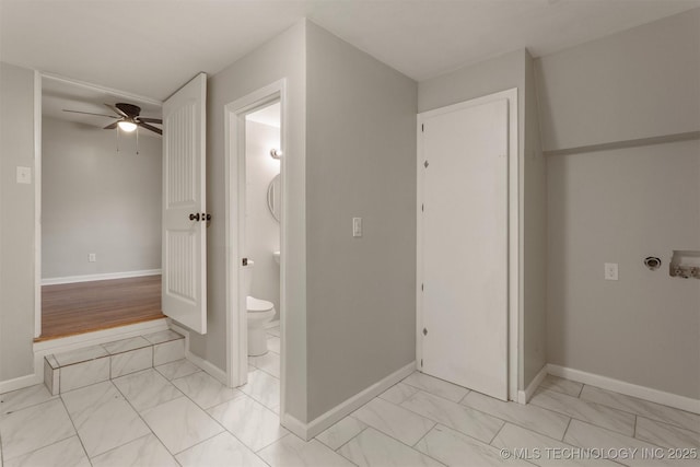 bathroom with ceiling fan