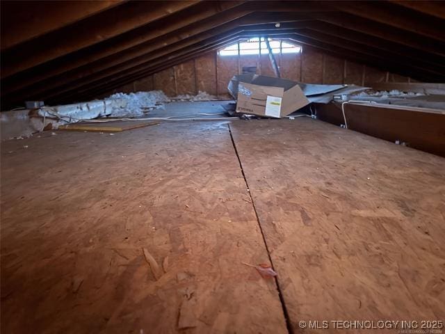 view of unfinished attic