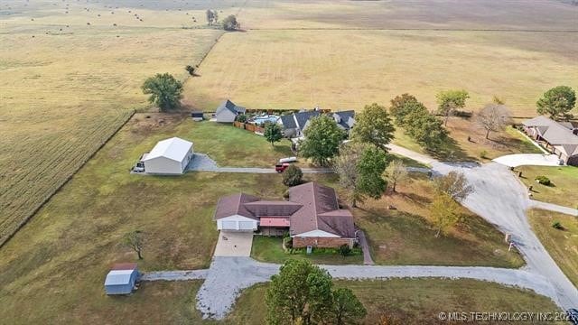 drone / aerial view with a rural view