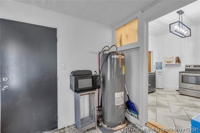 utility room with water heater