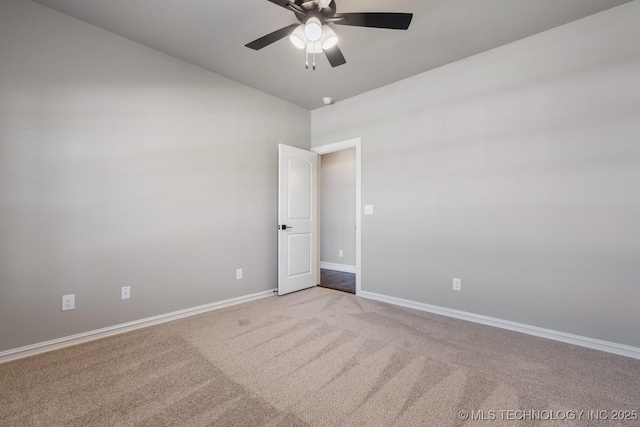 2787 Forest View Dr, Claremore, OK 74017 - unfurnished room featuring carpet floors, a ceiling fan, baseboards, and lofted ceiling