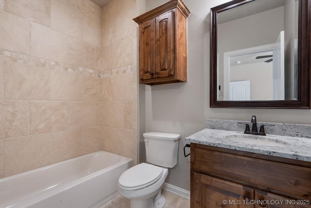 2787 Forest View Dr, Claremore, OK 74017 - full bathroom featuring vanity, toilet, bathing tub / shower combination, and baseboards
