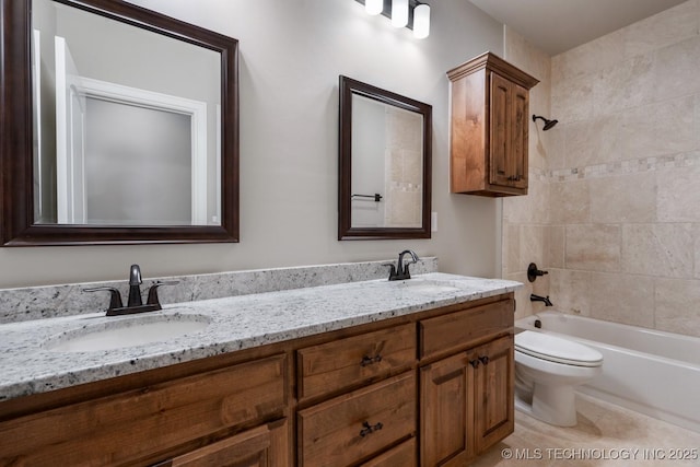 2787 Forest View Dr, Claremore, OK 74017 - full bath featuring double vanity, toilet, and bathing tub / shower combination