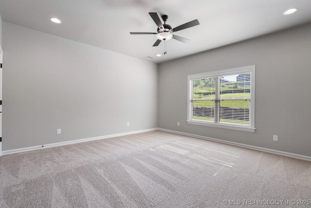 2787 Forest View Dr, Claremore, OK 74017 - carpeted spare room featuring baseboards, ceiling fan, and recessed lighting