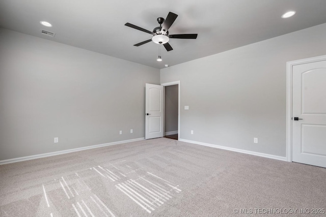 2787 Forest View Dr, Claremore, OK 74017 - unfurnished bedroom featuring carpet floors, baseboards, a ceiling fan, and recessed lighting