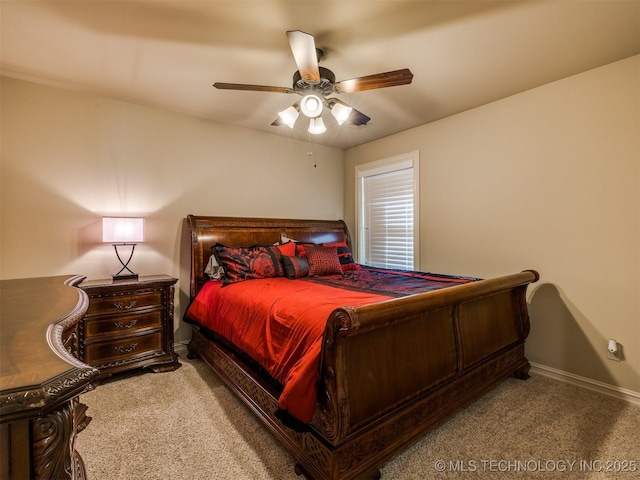 bedroom with carpet flooring and ceiling fan