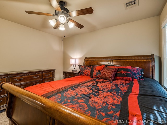 bedroom with carpet and ceiling fan